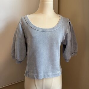 Aerie Light Blue Puff Sleeve Crop Top